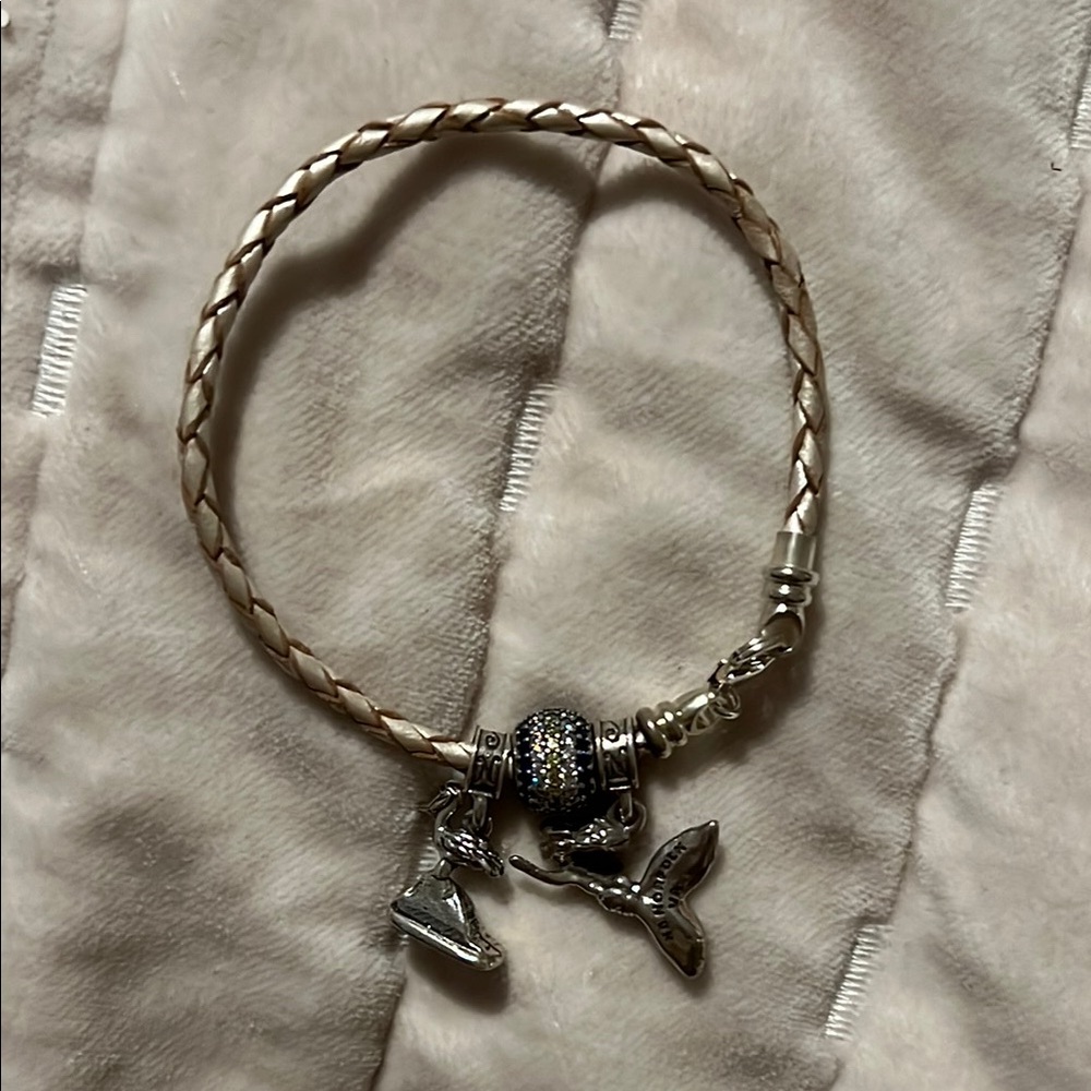 Braided Silver Charm Bracelet with NBVC Pelican charm and Norfolk NB charm